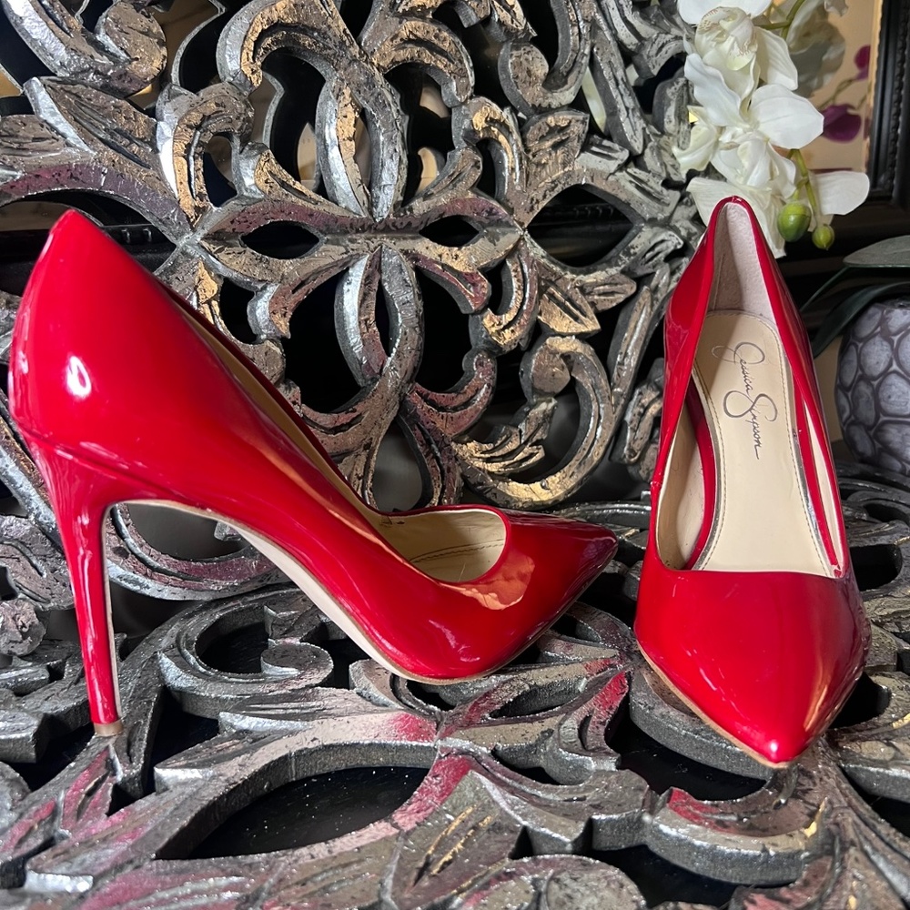 Red patent leather Jessica Simpson heels size 8